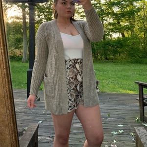 Beige Knit Target Cardigan